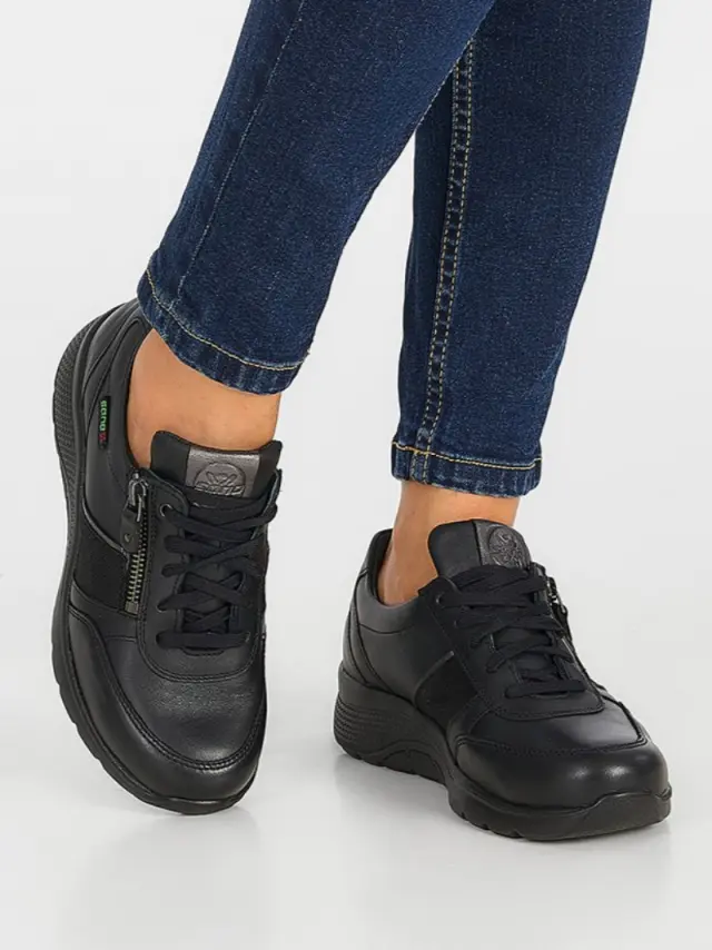 Mephisto/Sano Sneakers Γυναικείο δέρμα/δέρμα Nubuck Μαύρο SAN/IZAE W/BLACK 2