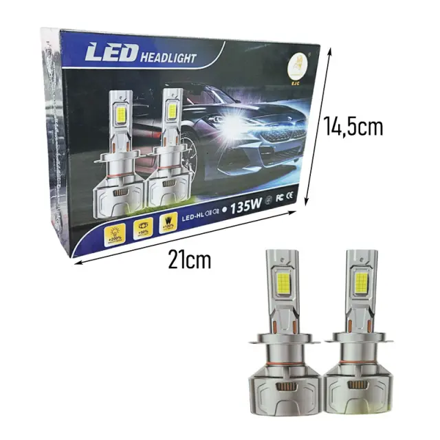 Λαμπες Αυτοκινήτου LED Headlight Υψηλής Φωτεινότητας 135W Σετ 2 Τεμαχίων H7 - LED Headlight Car Bulbs 0163158