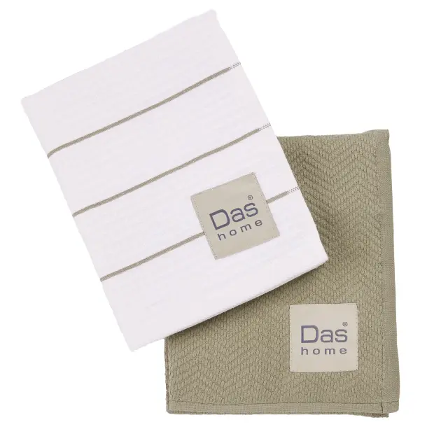 Πετσέτες Κουζίνας Σετ 2Τεμ 30x50 Das Home 0827 Green-White 100% βαμβακερό
