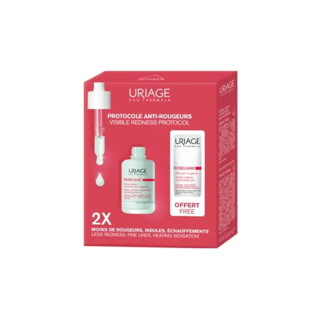 Uriage Promo Roseliane Anti-Rougeurs Visible Redness Protocol Smoothing Anti-Redness Serum, Διορθωτικός Ορός 30ml & Δώρο Anti-Redness Treatment Θεραπεία Κατά Της Ερυθρότητας 15ml