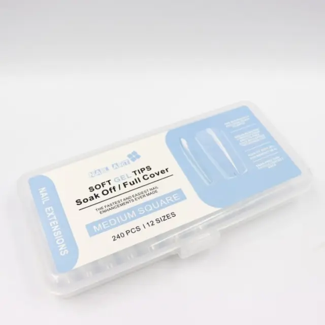Soak off gel tips medium Square 240 τμχ 12 μεγέθη