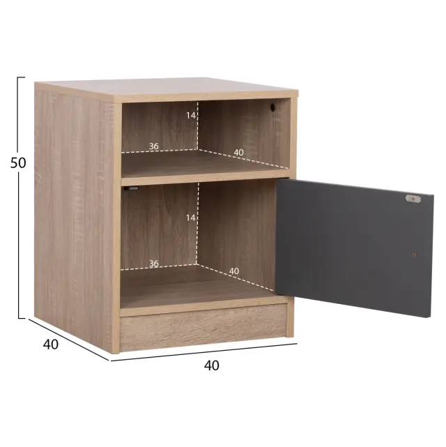 ΚΟΜΟΔΙΝΟ ΜΕΛΑΜΙΝΗΣ SONAMA-ΓΚΡΙ 40x40x50Yεκ.FB92205.04 2