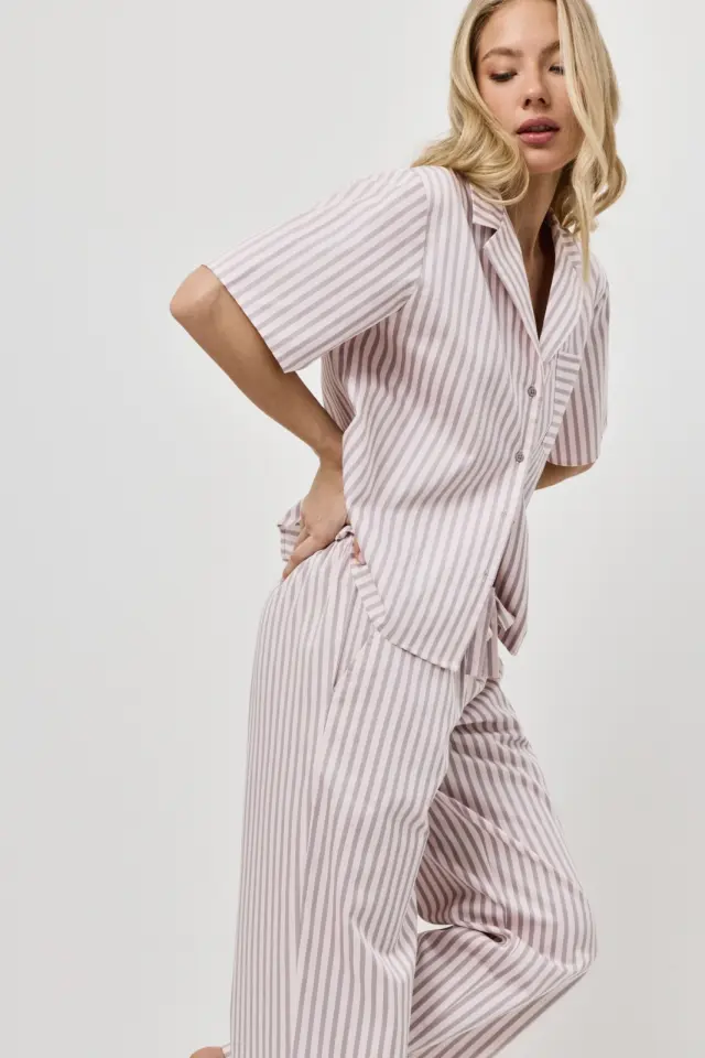 Aruelle Elow Set Long Πιτζάμα Με Κουμπιά Pale Pink - XL 2