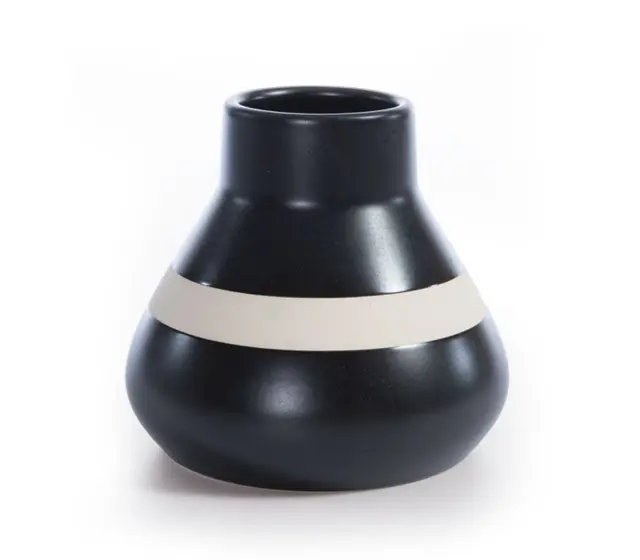Nef-Nef Homeware Βαζάκι Κεραμικό Διακοσμητικό Circui 15,5x14,2 Black/White