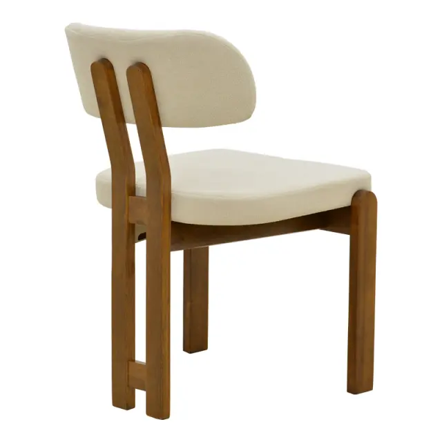 Καρέκλα Genoa καρυδί rubberwood και εκρού ύφασμα 50x43x82εκ (σετ 2 τεμ.) 2