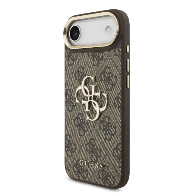 Guess PU Leather 4G Metal Logo Gold Frame Case for iPhone Air Brown 2