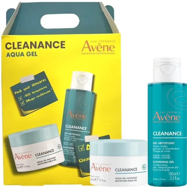 Avene Cleanance Mattifying Aqua-Gel Κρέμα Προσώπου για Ματ Αποτέλεσμα 50 ml + Δώρο Cleanance Cleansing Gel 100 ml