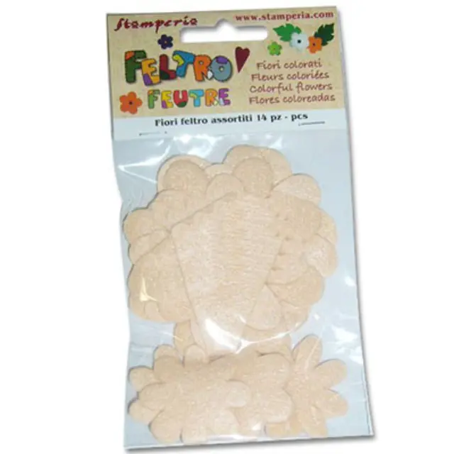 Λουλούδια Felt Διάφορα Σχήματα 2-4cm - Ecru - 14τεμ