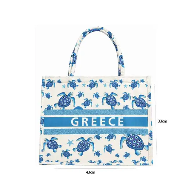 Τσάντα Θαλάσσης Greece με Σχέδιο Θαλάσσιες Χελώνες - Greece Beach Bag with Sea Turtle Design 0156081 2