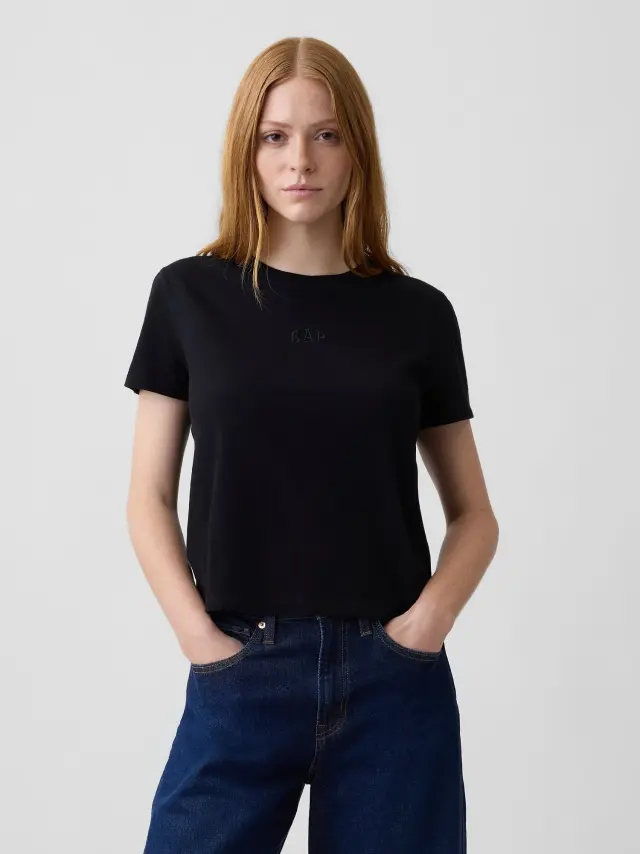 Γυναικεία Μπλούζα Authentic Shrunken με Λογότυπο από 100% Βαμβάκι BLACK 1