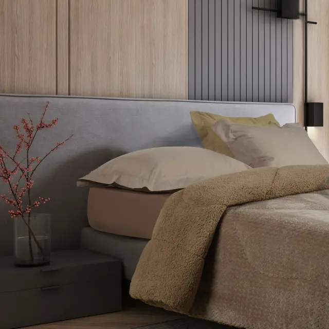 Κουβερτοπάπλωμα 220x240 Υπέρδιπλο 750gsm Fleece-Sherpa Das Home 1367 Taupe 100% Πολυέστερ