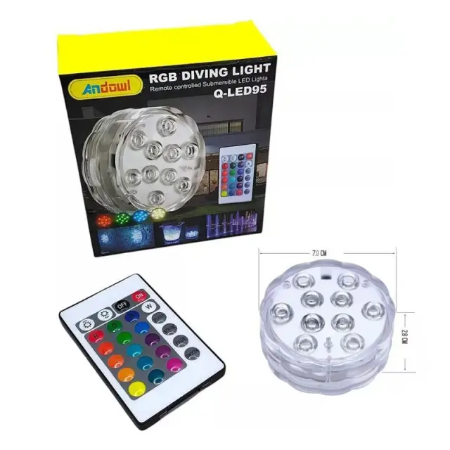 Andowl Φως Αδιάβροχο 10 LED RGB με Χειριστήριο Q-LED95 - LED RGB Diving Light 075644 3