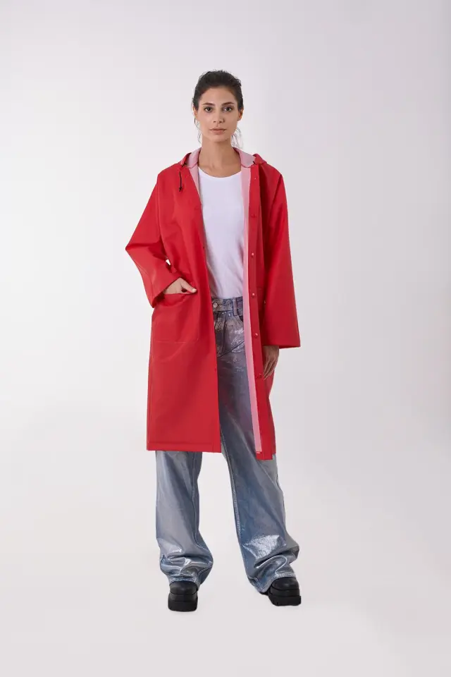 Anorak Αδιάβροχη Γυναικεία Καπαρντίνα Walker Flex X-Long Κόκκινο - 2XL