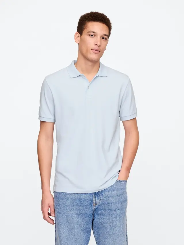 Μπλε Πικέ Polo Μπλούζα SERENE BLUE - M