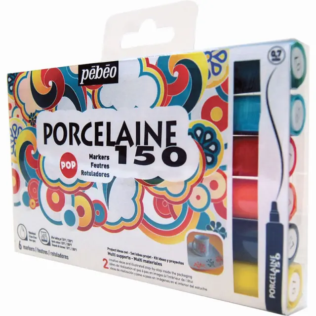 Σετ Pebeo Porcelaine Μαρκαδόροι Πορσελάνης, 6 Χρώματα 0.7mm