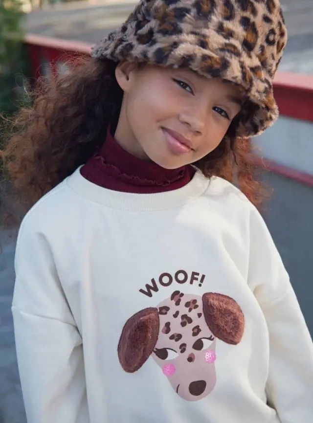 Παιδικό Φούτερ για Κορίτσια Woof Chic ΛΕΥΚΟ 3