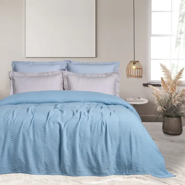 Κουβέρτα 220x240 Υπέρδιπλη Das Home 0489 Μπλε 70% Βαμβάκι-30% Πολυέστερ