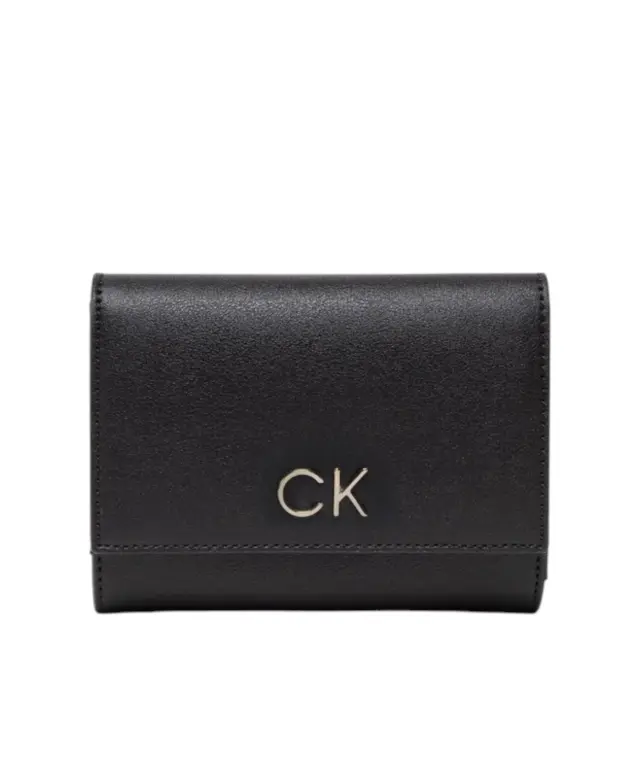 Calvin Klein - Γυναικείο Πορτοφόλι Μεσαίο Re-Lock Trifold Md K60K608994-BEH Μαύρο