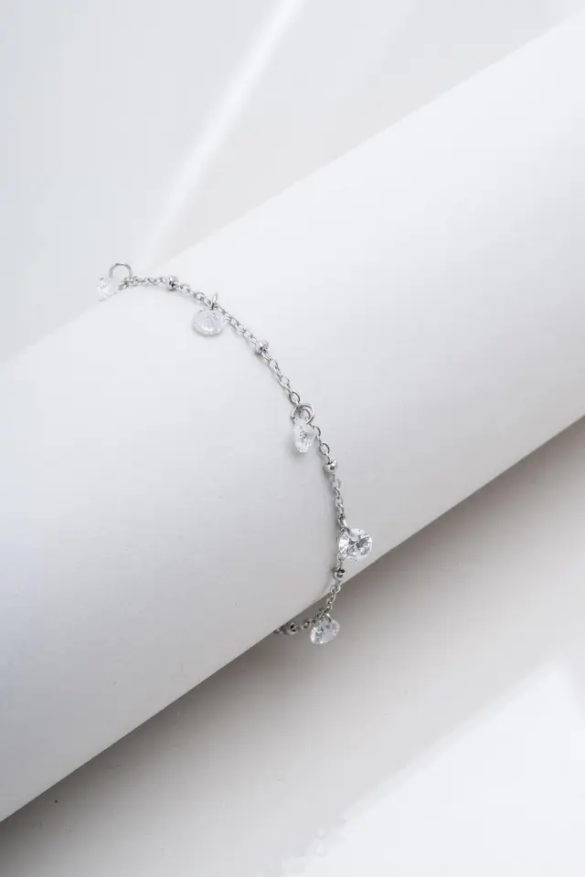 Ατσάλινο βραχιόλι αλυσίδα με strass