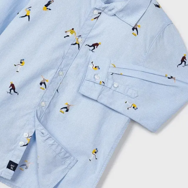 Mini 2 έως 10 ετών Πουκάμισο σταμπωτό Better Cotton γαλάζιο - 6Ε 3