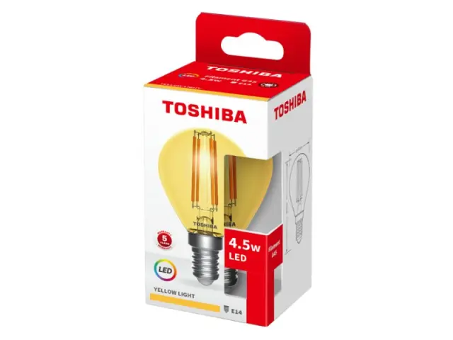 Toshiba LED Filament Color Yellow G45 E14 4.5W (DELS-FGY44P5Y4AF11)