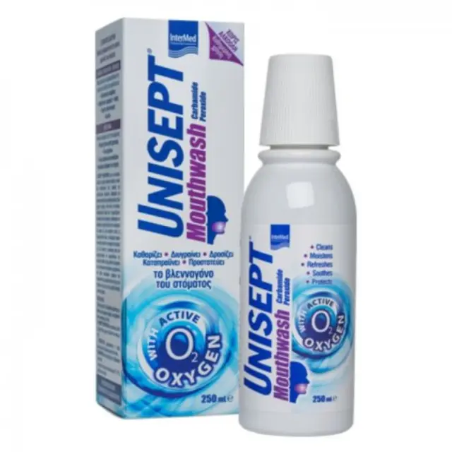 Intermed | Unisept Mouthwash | Στοματικό Διάλυμα με Αντιμικροβιακή Καθαριστική Επουλωτική Ανακουφιστική Δράση | 250ml 2