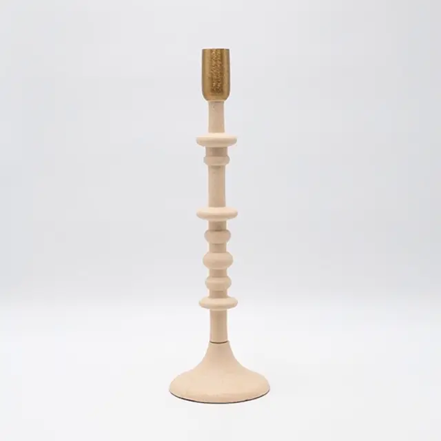 Κηροπήγιο μεταλλικό μπεζ–χρυσό 10,5x10,5x35,5cm Eurolamp 819-00301