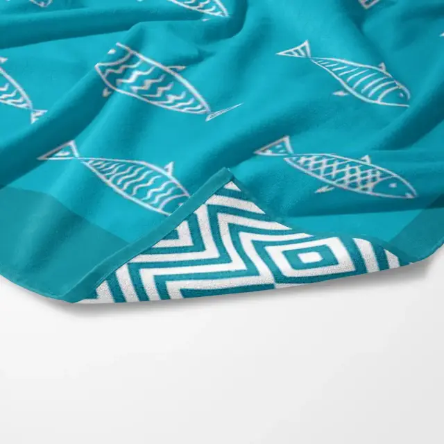 Πετσέτα Θαλάσσης Microfiber Quick Dry Fishes Τυρκουάζ 90 x 180 cm Τυρκουάζ 90 x 180 cm 2