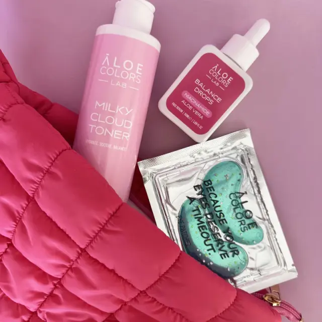 Aloe Colors Promo Balance Skincare Bag Milky Cloud Toner 200ml, Balance Drops Niacinamide Serum 50ml, Eye Patches 2 τεμ + Δώρο Νεσεσέρ 2