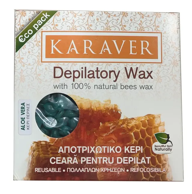 Karaver Καυτό Αποτριχωτικό Κερί 250gr Πέρλες | Απόχρωση Αλόη