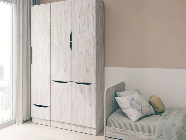 Δίφυλλη Ντουλάπα Γκρι DIVONI 80x50x210cm 3