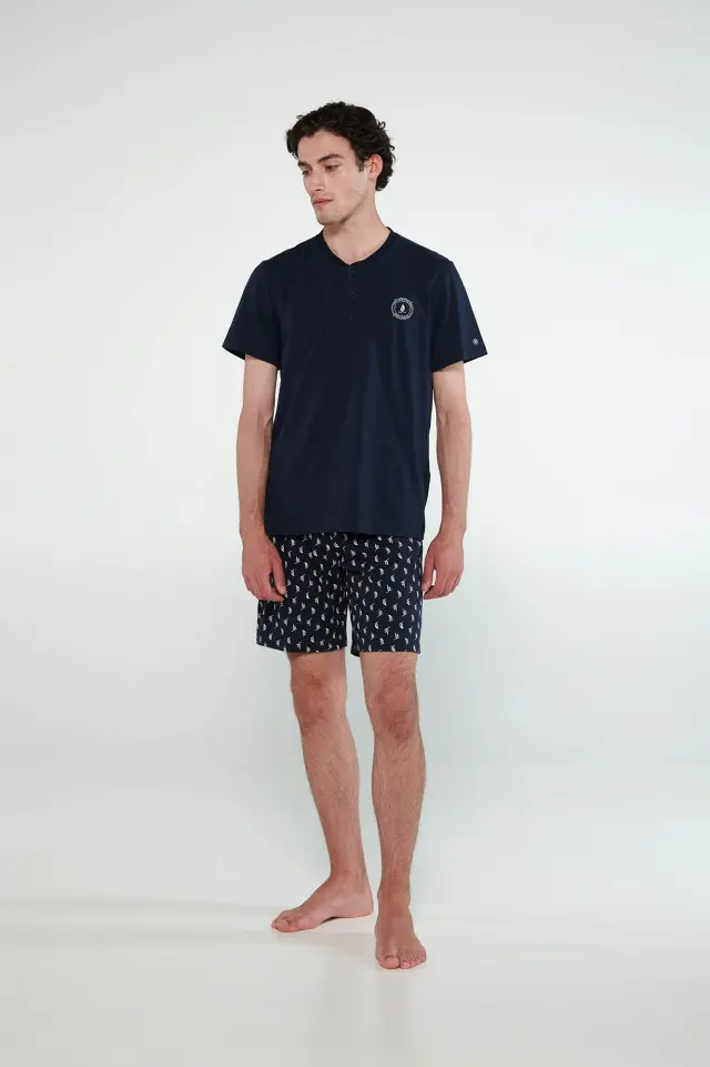 Uomo Di Vamp Ανδρική Κοντομάνικη Πιτζάμα Plus Sizes Μπλε Sailor 2