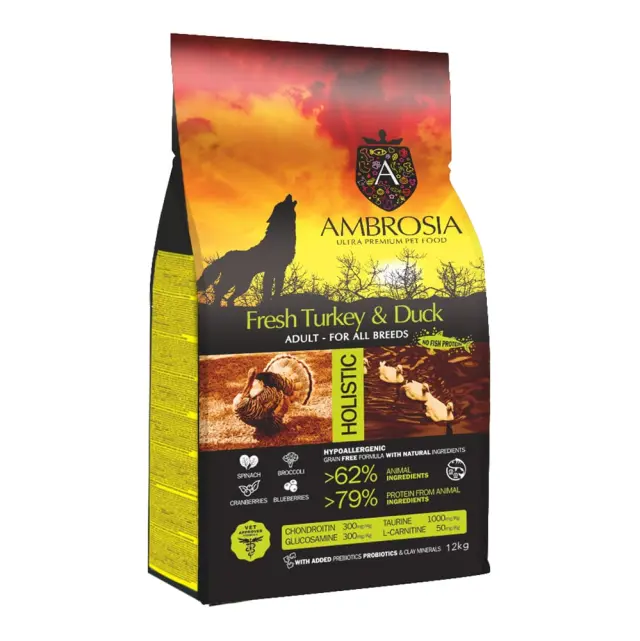 Ambrosia Grain Free Adult Fresh Turkey & Duck 12Kg Μονόχρωμο