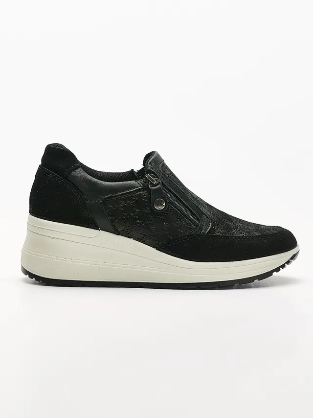 Imac Sneakers Γυναικείο δέρμα/δέρμα Nubuck Μαύρο IMA/555730 NERO/PERLATA 3