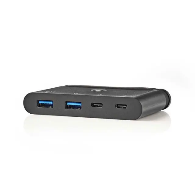 USB hub, 4 θυρών από Type-C αρσ. σε 2x USB Type-A και 2x USB-C, 0,20m σε μαύρο χρώμα.