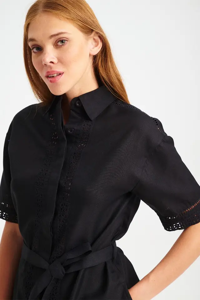 Πουκάμισο με Ζώνη & Δαντελένιες Τρέσες YPANEMA SHIRT - XS 3