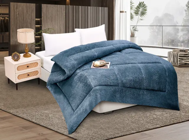 Κουβερτοπάπλωμα solid (240cm x 260cm) navy - -