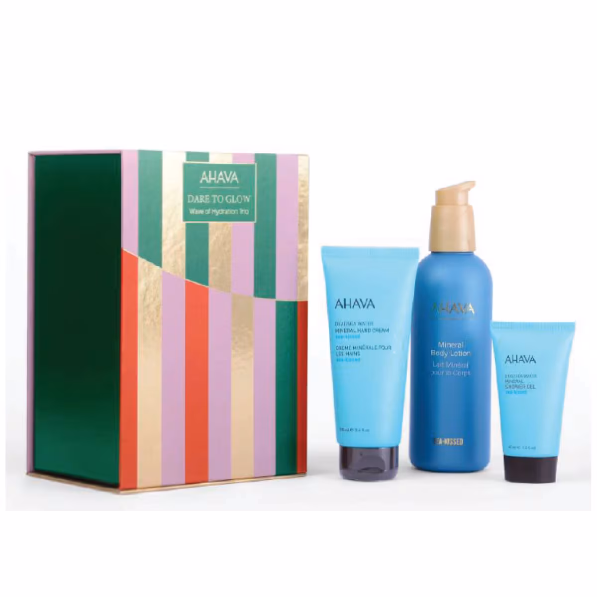 AHAVA X-Mas Dare to Glow Wave to Hydrate Trio Promo Set, Γαλάκτωμα Σώματος 250ml Κρέμα Χεριών 100ml & Αφρόλουτρο 40ml