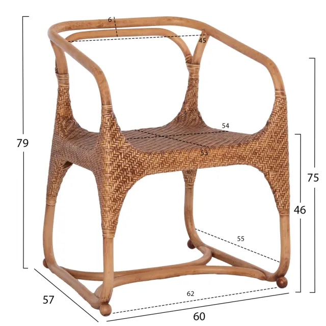 ΠΟΛΥΘΡΟΝΑ FB99955.02 ΦΥΣΙΚΟ RATTAN-ΚΑΡΥΔΙ ΧΡΩΜΑ 60x57x79Υεκ. 2