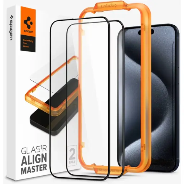 Spigen 2-pack Tempered Glass 2τμχ Μαύρο -iPhone 15 Pro Max