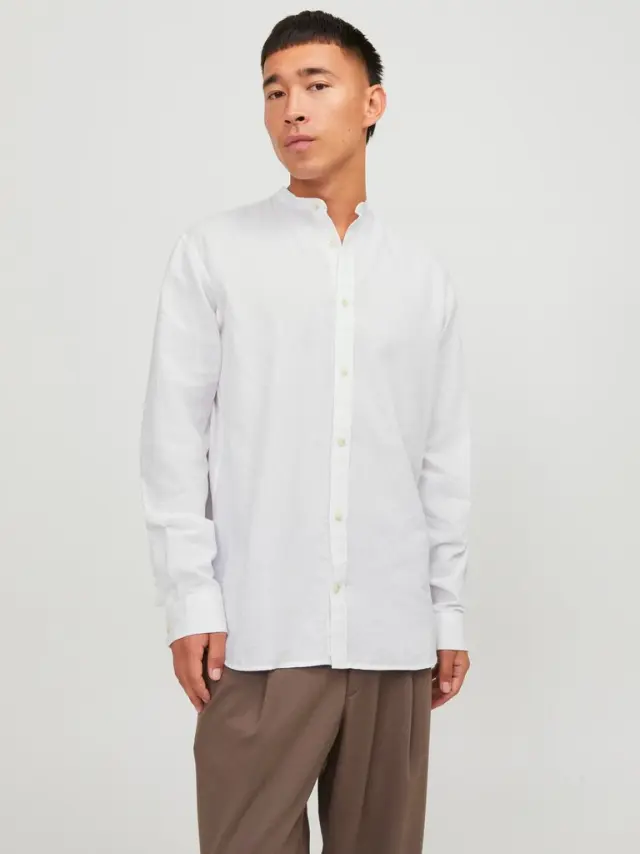 JJESUMMER BAND LINEN BLEND SHIRT LS SN white 3