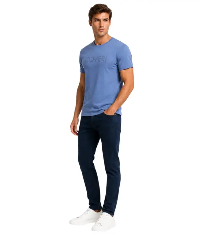 Coveri Moving - Ανδρικό Κοντομάνικο Μπλουζάκι T-Shirt TJ5015-JEANS Μπλε 2