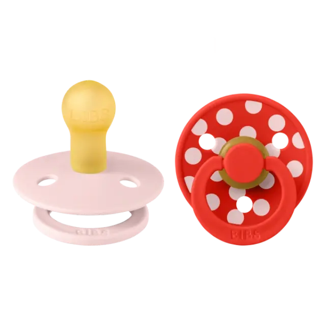 BIBS – STUDIO COLLECTION ΣΕΤ ΠΙΠΙΛΕΣ 2ΤΜΧ – POLKA DOT CANDY APPLE/BLOSSOM – ΣΤΡΟΓΓΥΛΗ No1