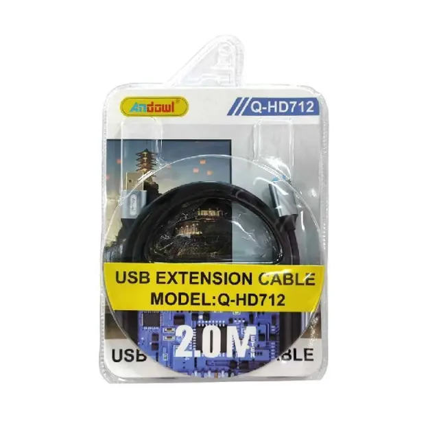 Andowl Καλώδιο Προέκτασης USB 2.0 2 Μέτρων Q-HD712 - USB 2.0 Extension Cable 2 Meters Q-HD712 0751159