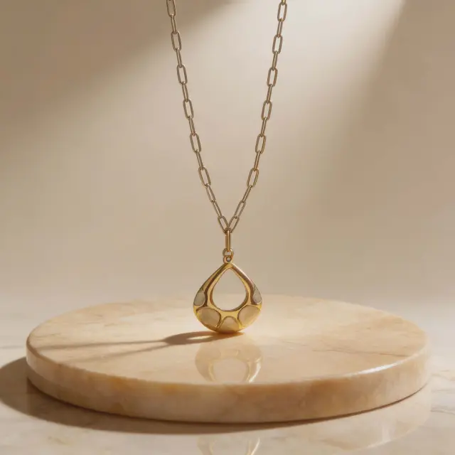 Handmade Teardrop Necklace with Enamel Detail