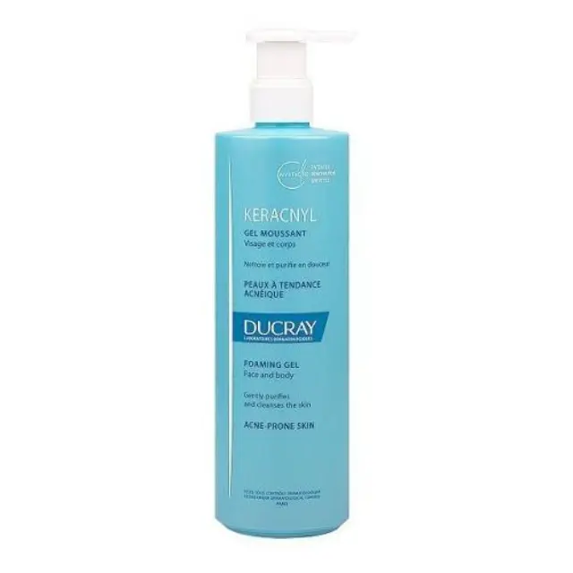 Ducray Keracnyl Foaming Gel Pump Καθαριστικό Προσώπου/Σώματος για Λιπαρό Δέρμα με Ατέλειες, 400ml
