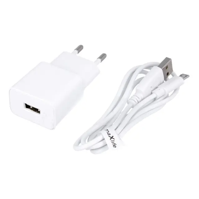 Maxlife MXTC-01 Charger 1x USB 2.1A + MicroUSB Cable White