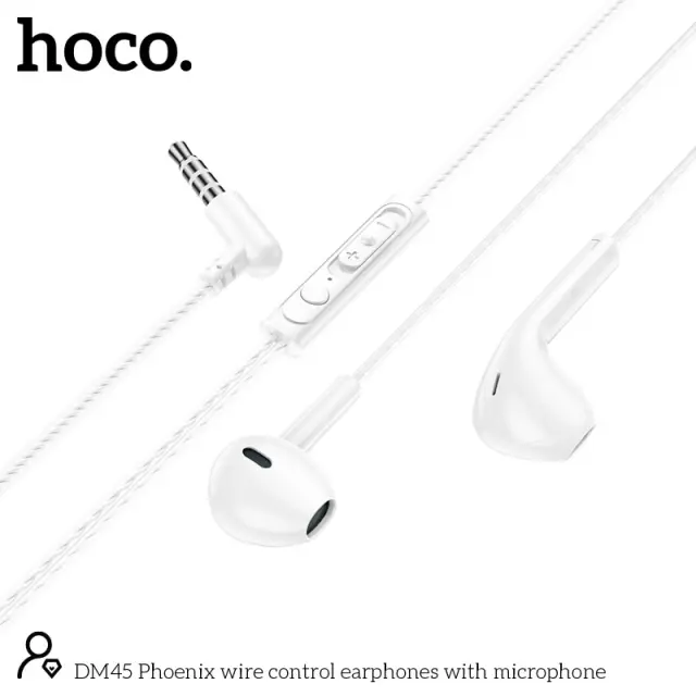 Hands Free Hoco. DM45 Phoenix Earphones Stereo 3.5mm με Μικρόφωνο και Πλήκτρο Λειτουργίας 1.2m Λευκά 2