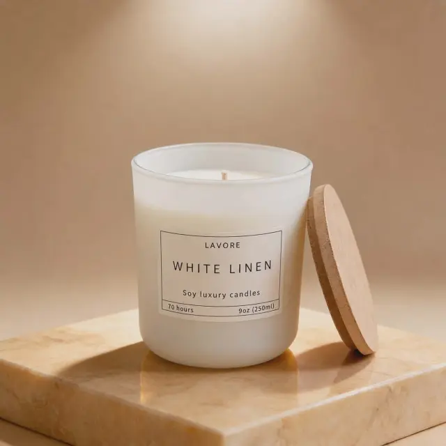 LAVORE White Linen – Αρωματικό Κερί Σόγιας 250ml
