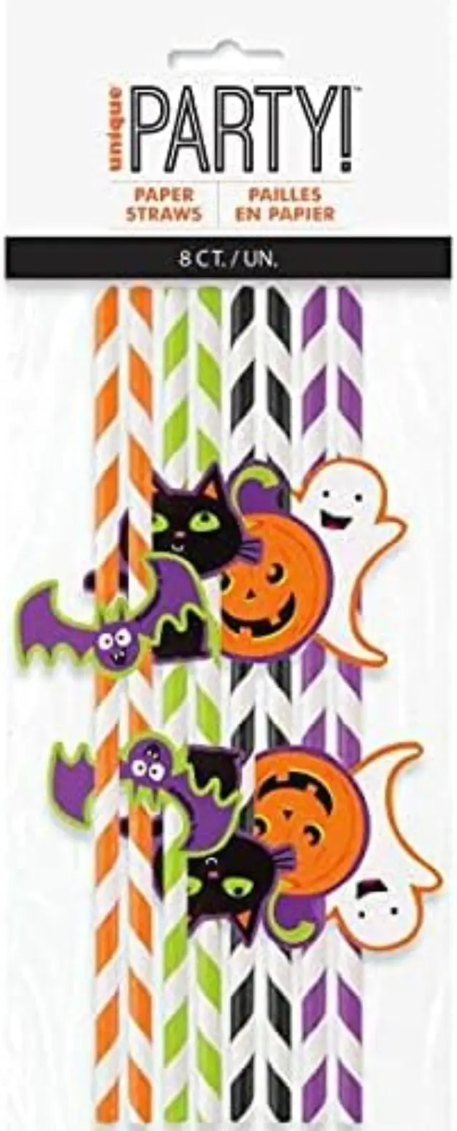 Καλαμάκια Χάρτινα ριγέ Halloween / 8 τμχ